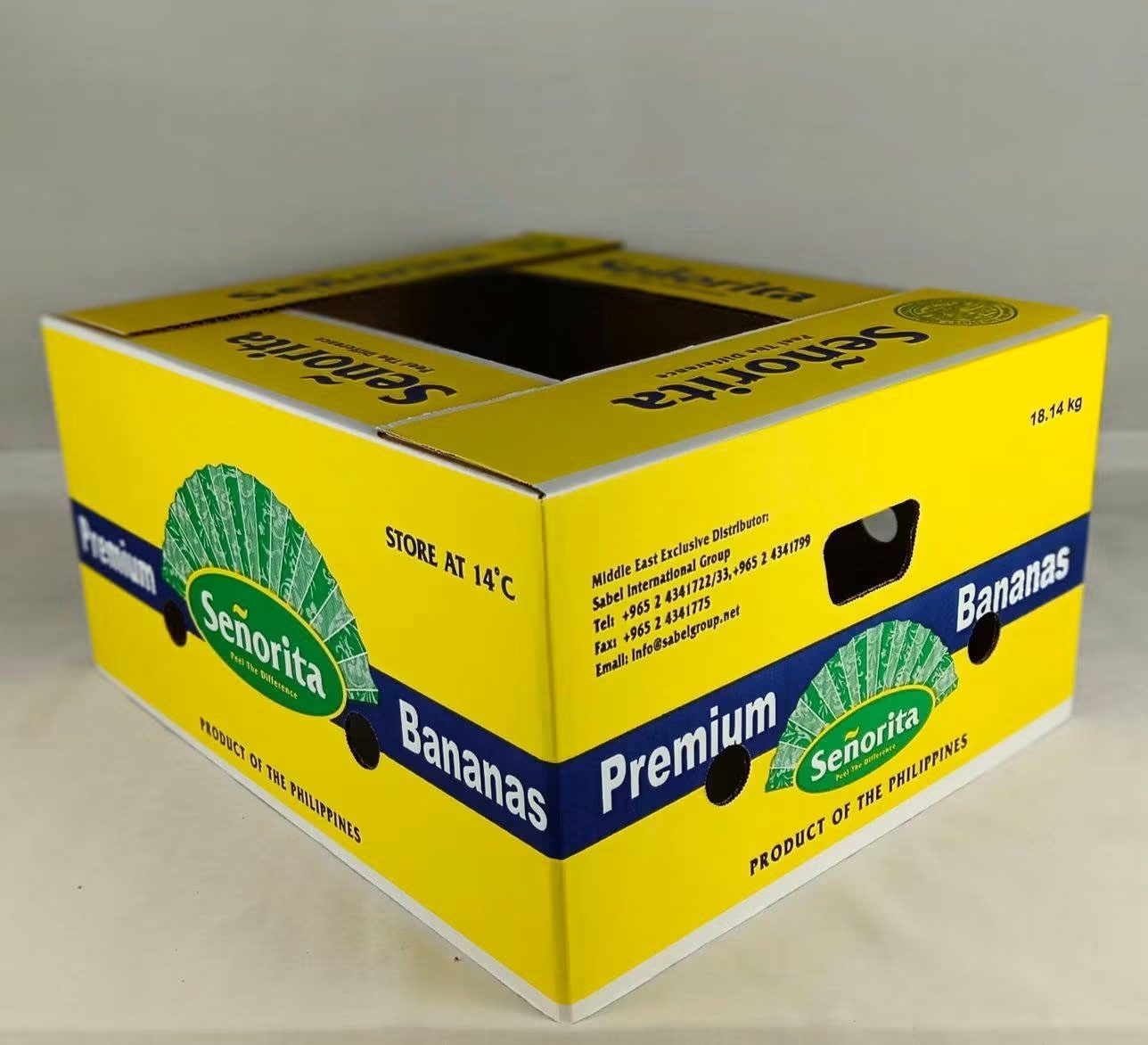 Glossy yellow premium banana carton