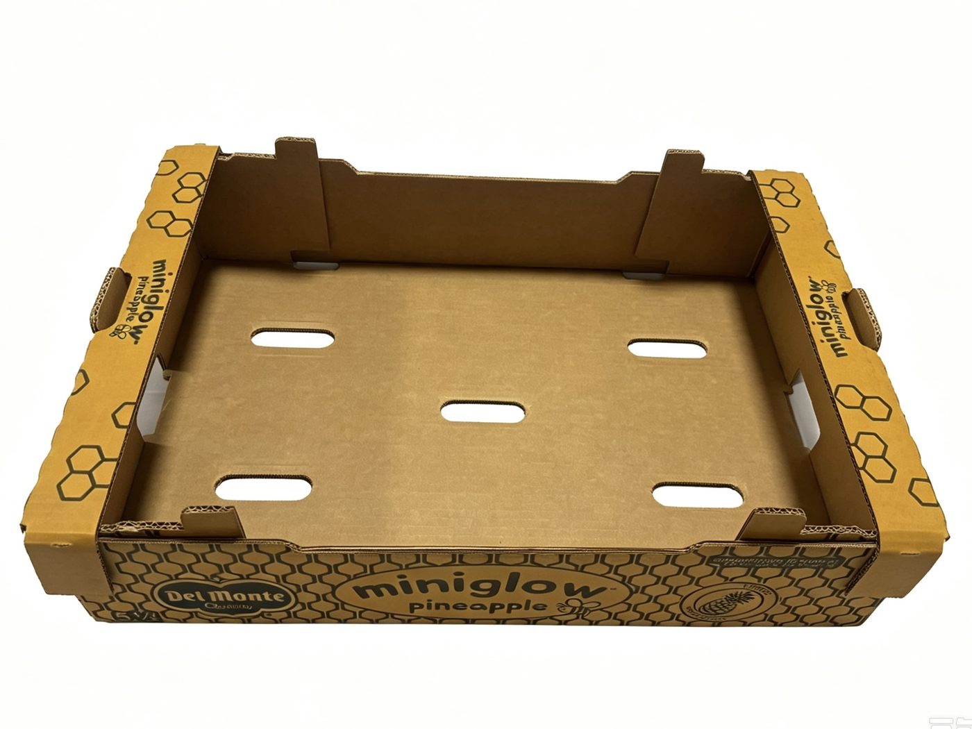 Yellow honeycomb fruit tray carton