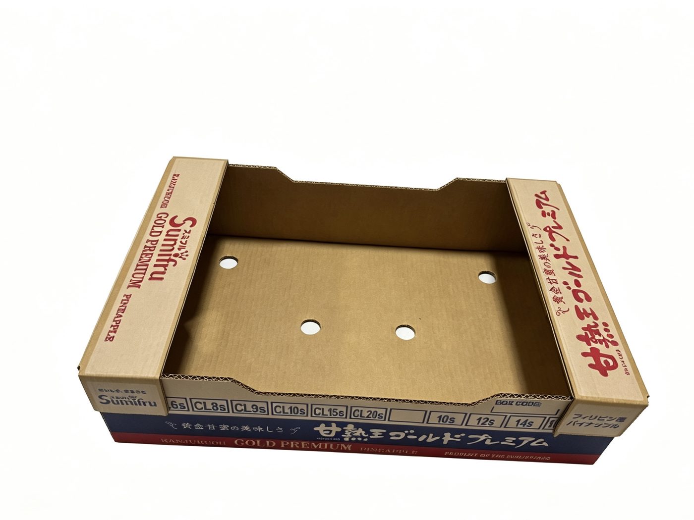 Kraft fruit tray with vent holes