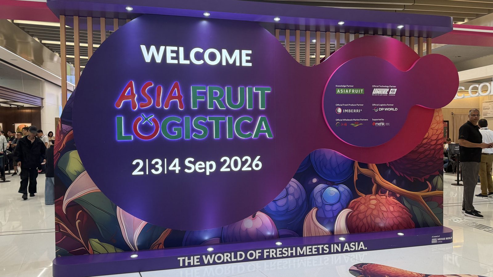 Welcome sign of Asia Fruit Logistica 2026 at AsiaWorld-Expo Hong Kong, 2–4 September 2026